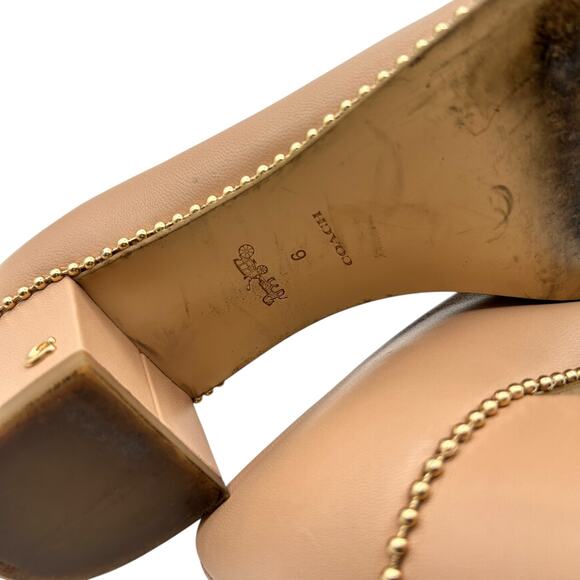 Coach Women's‎ Beige Leather Willa Block Heel Pumps Size 6 - Picture 14 of 15